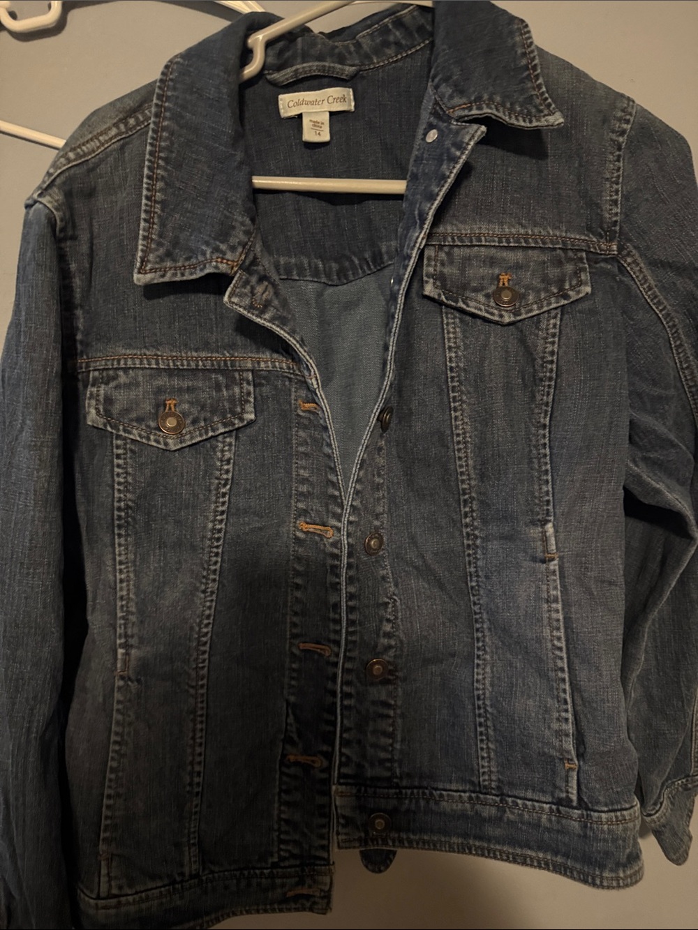 Coldwater Creek Women's Blue Denim Jacket with Chest Flap Pockets